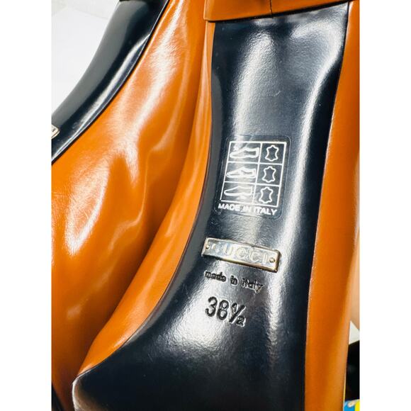 Gucci Brown Leather Kim Lace-Up Ankle Booties Women’s Size 38.5 High Heel Boots - Picture 4 of 10